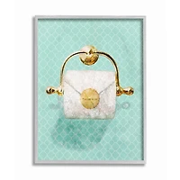 Stupell Industries Fashion Toilet Paper Roll Iconic Blue Designer Glam Wall Art in Gray Frame