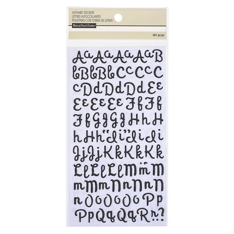 12 Pack: Glitter Script Alphabet Stickers by Recollections