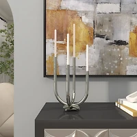 The Novogratz 15" Silver Stainless Steel Abstract U-Shaped Candelabra