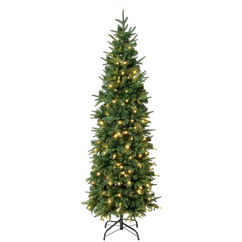 6ft. Pre-Lit Feel-Real® Duxbury Slim Artificial Christmas Tree, Warm White LED Lights