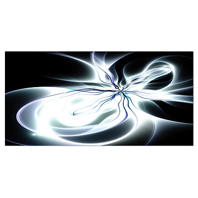 Designart - White Symmetrical Fractal Flower - Oversized Abstract Canvas Art Print