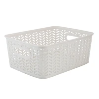Simplify Small White Herringbone Storage Bin