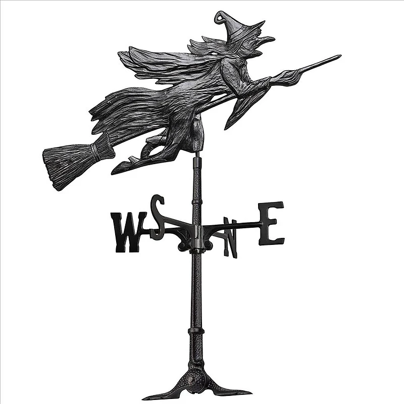 Design Toscano Roof Mount Windblown Wicked Witch Metal Weathervane