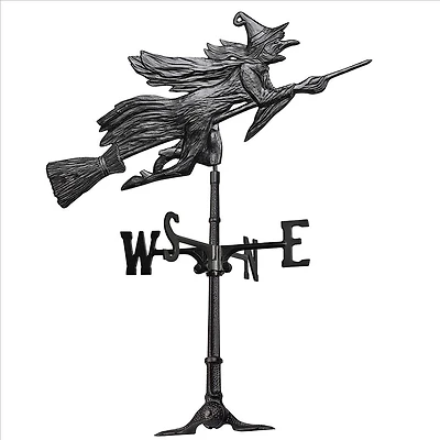 Design Toscano Roof Mount Windblown Wicked Witch Metal Weathervane