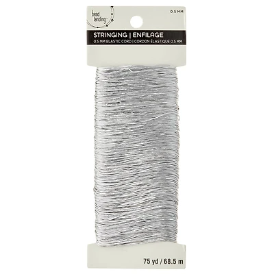 0.5mm Silver Elastic Cord by Bead Landing™ 