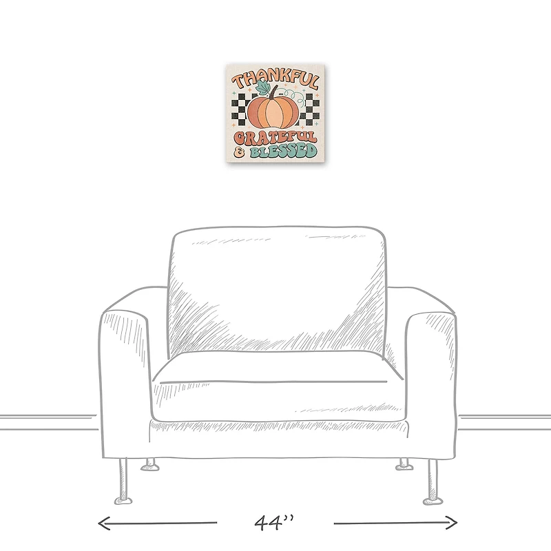 Thankful Grateful Blessed Check 12" x 12" Canvas Wall Art