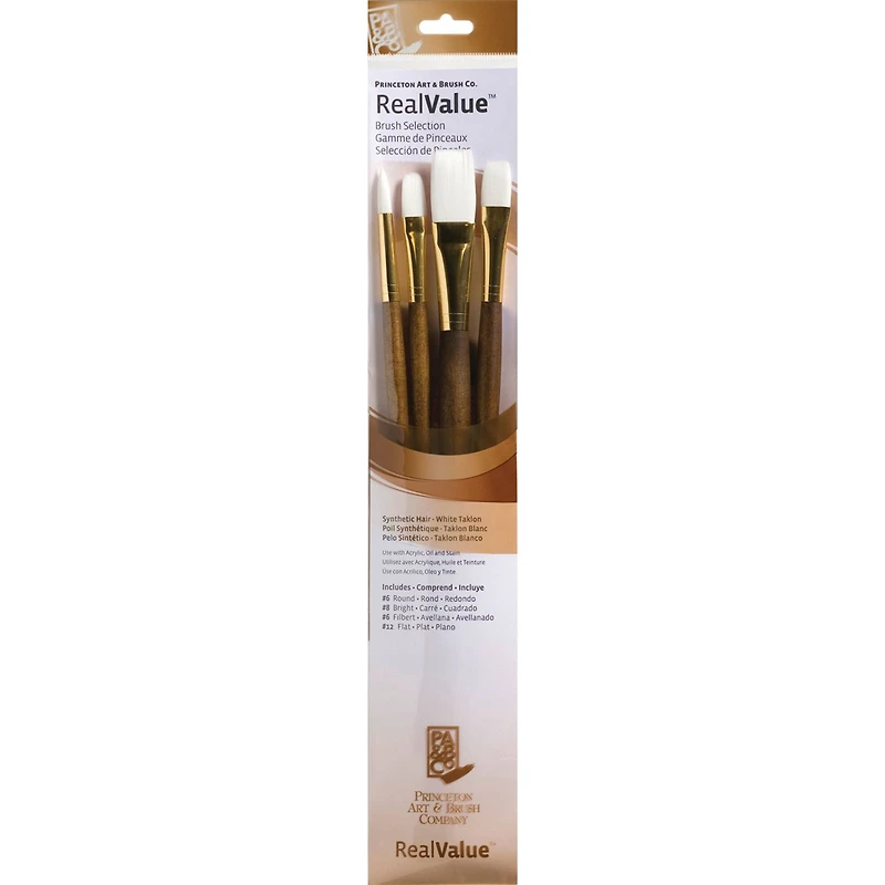 Princeton™ RealValue™ White Taklon 4 Piece Brush Set