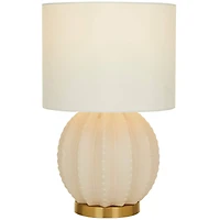 CosmoLiving by Cosmopolitan Cream Ceramic Gourd Style Base Table Lamp with Drum Shade 12" x 12" x 19"
