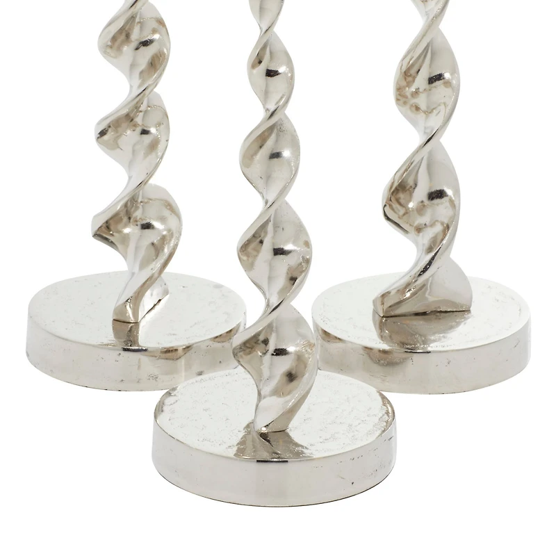 Silver Aluminum Candle Holder Set