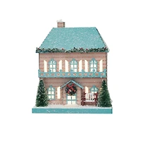 Hello Honey® 10" Decorative Paper House with LED Light, Glitter & Tinsel