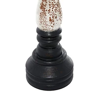 16" Black & White Wood Farmhouse Candlestick Holder Set