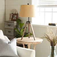 Set of 2 Brown Wood Rustic Table Lamp, 31"