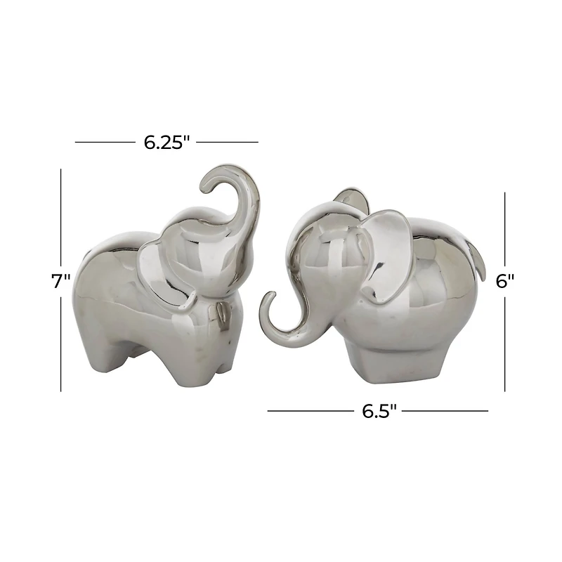 Silver Contemporary Elephant Sculpture Set