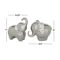 Silver Contemporary Elephant Sculpture Set