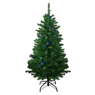 4ft. Pre-Lit Mixed Classic Pine Artificial Christmas Tree, Multicolor LED Lights
