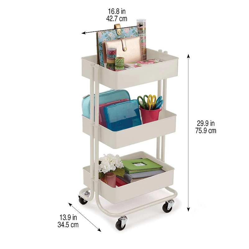 Lexington 3-Tier Rolling Cart by Simply Tidy