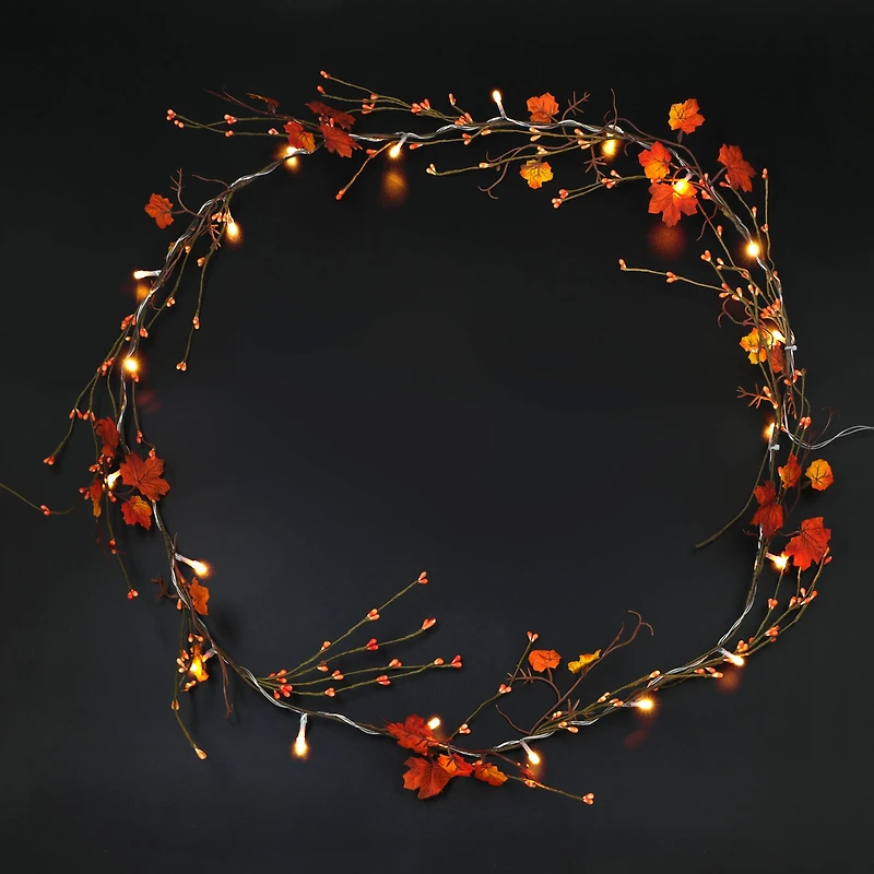 20ct. LED Warm White LED Red Leaf Garland String Lights by Ashland®