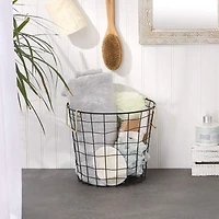 DII® Small Round Black Metal Basket with Gold Handles