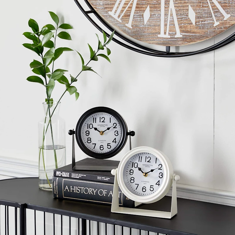 8" Round Metal Modern Clock Set