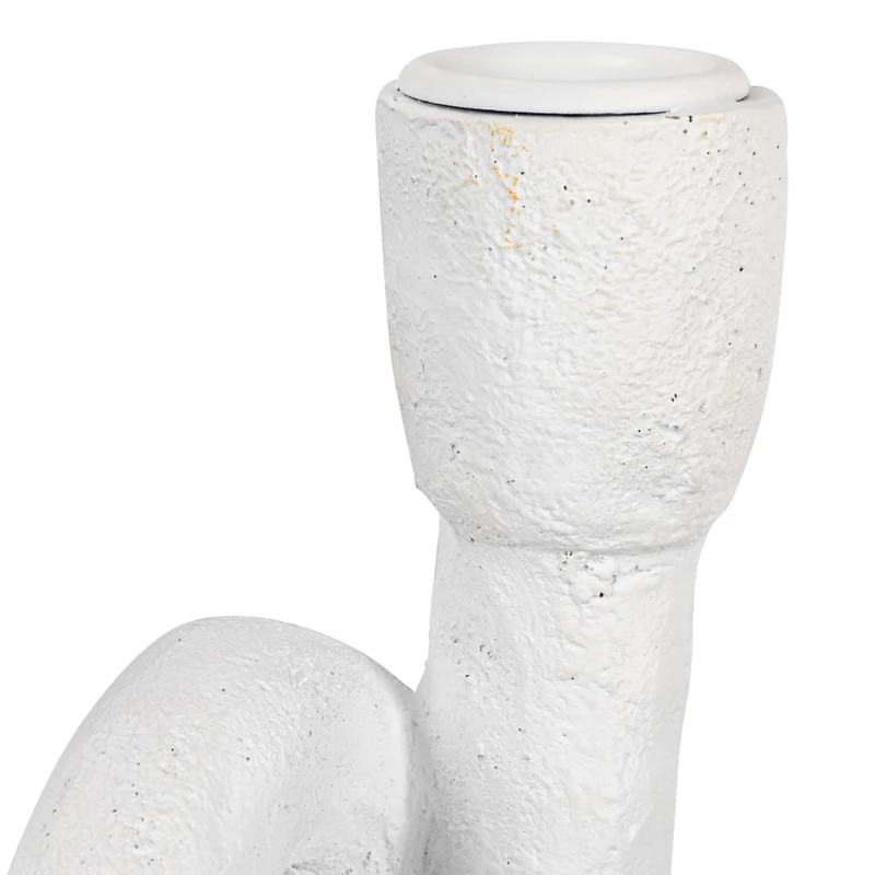 Hello Honey® 8.3" White Abstract Double Taper Candle Holder
