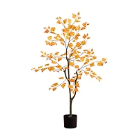 4ft. Orange Autumn Birch Leaf Artificial Potted Tree