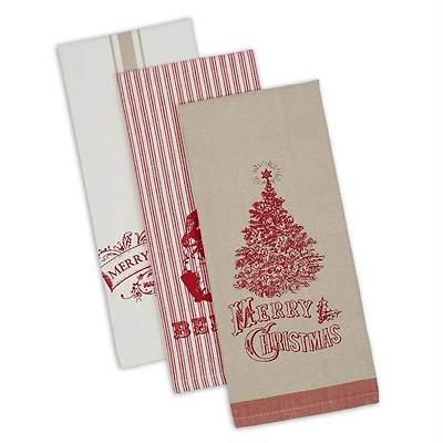 DII® Assorted Vintage Print Christmas Dishtowel Set