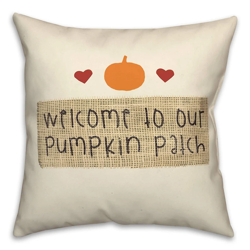 Pumpkin Patch Burlap Throw Pillow