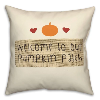 Pumpkin Patch Burlap Throw Pillow