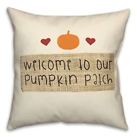 Pumpkin Patch Burlap Throw Pillow