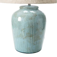 Hello Honey® 25" Aqua Reactive Glass Coastal Stoneware Table Lamp with Linen Shade