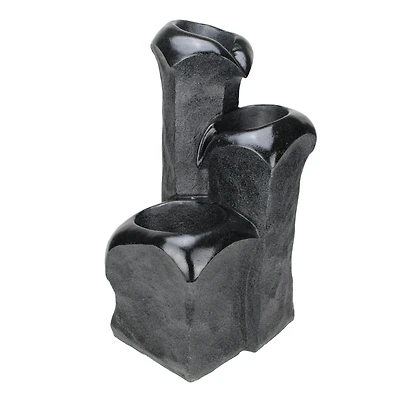 25" Weathered Jet Black Three Tier Outdoor Patio Garden Water Fountain