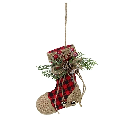 Red Plaid & Burlap Stocking Ornament