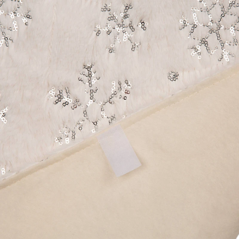 Glitzhome® White Plush with Snowflake Christmas Stocking & Tree Skirt Set