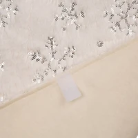 Glitzhome® White Plush with Snowflake Christmas Stocking & Tree Skirt Set