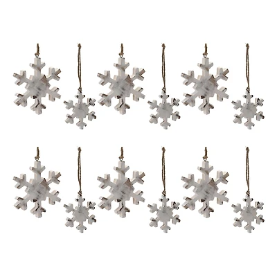 Whitewashed Wood Snowflake Ornament Set