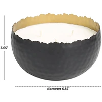 Sauvignon Blanc Scented 3 Wick Candle in Hammered Matte Black Bowl