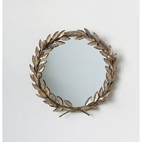 Hello Honey® 18.5" Framed Round Antique Gold Metal Laurel Wreath Wall Mirror