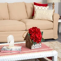 10" Hydrangea Arrangement in Hanging Floral Design House Planter