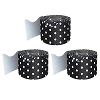 Carson Dellosa® Black with White Polka Dots Rolled Scalloped Border, 195ft.