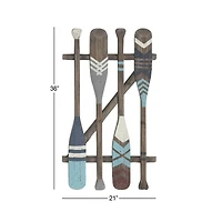 36" Brown Wood Coastal Oars Wall Decor