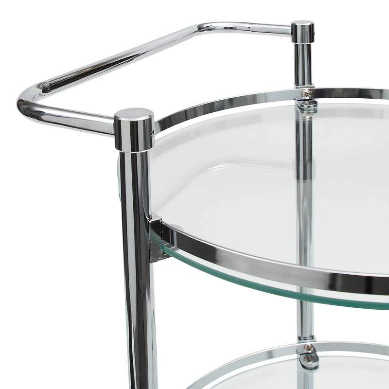 Organize It All Chrome 3-Tier Circular Tempered Glass Rolling Serving Cart