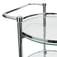 Organize It All Chrome 3-Tier Circular Tempered Glass Rolling Serving Cart