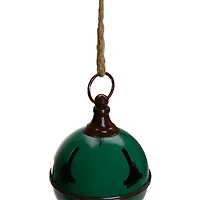 5" Green Metal Jingle Bell Hanging Christmas Decoration