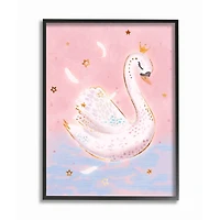 Stupell Industries Princess Swan Lake Girl's Nursery Animal Illustration Framed Wall Art