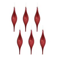 10.5" Red Ribbed Glass Drop Ornaments, 6ct.