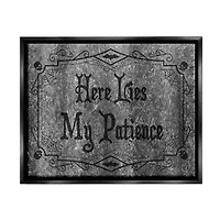 Stupell Industries Here Lies My Patience Tombstone Framed Floater Canvas Wall Art