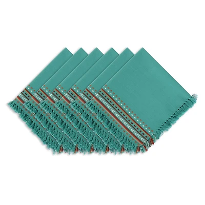 DII® Agate Blue Hacienda Stripe Fringed Cloth Dinner Napkins, 6ct.