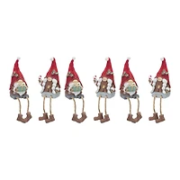 Festive Gnome with Candy Cane & Present Shelf Sitters Set, 8.25" & 8"