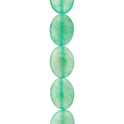 12 Pack:  Green Oval Quartzite Beads, 20mm by Bead Landing™