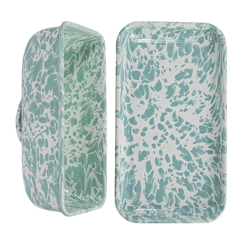 Hello Honey® 8" Blue & White Enameled Splatterware Butter Dish